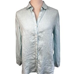 J.McLaughlin 100% Linen Button Down Shirt Seafoam Green Lightweight Summer Top